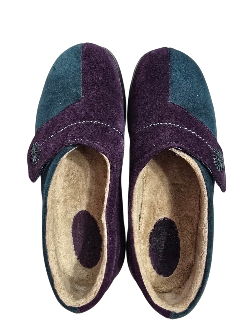 Hotter Green Teal and Purple Suede Wrap Slip-On Slippers Comfort Shoes 9